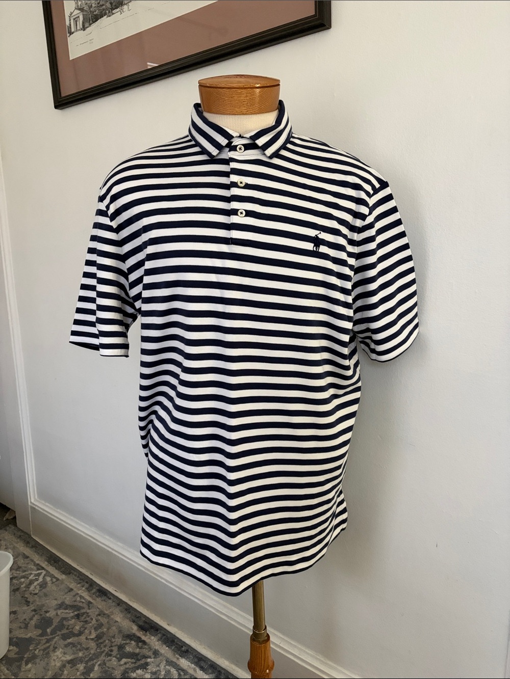 Ralph Lauren Navy & White Striped Polo Shirt